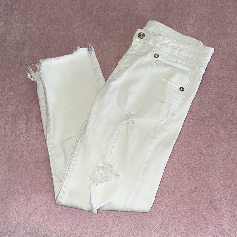 R13 Boy Skinny Distressed White Jeans